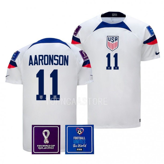 Usmnt Brenden Aaronson Fifa World Cup 2022 White Kit Jersey